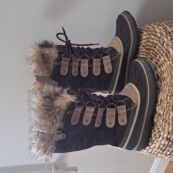 Sorel‎ Womens Joan of Arctic Brown Suede Tall Lace Up Winter Boots Size 8 - Picture 1 of 8